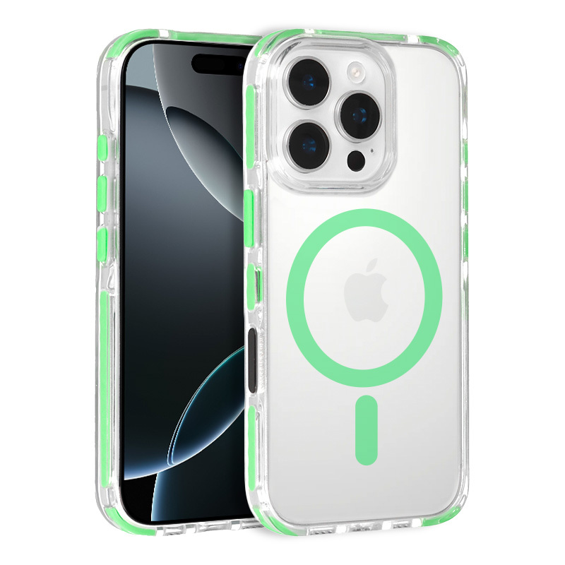 Tel Protect Strap Clear Case for Iphone 15 Pro Max green