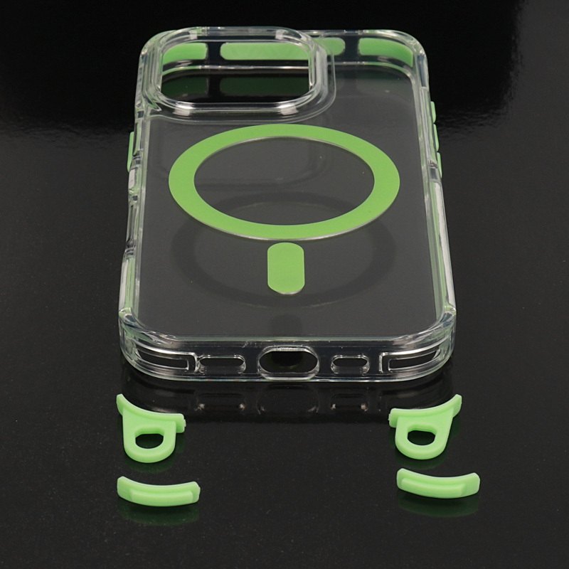 Tel Protect Strap Clear Case for Iphone 15 Pro Max green