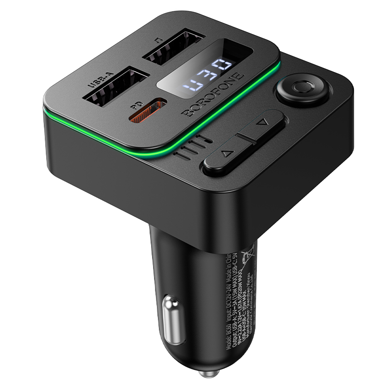 Borofone Transmitter FM BC60 Hero MP3, Bluetooth - 2xUSB + Type C - PD 20W black