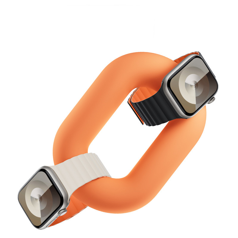 Benks Magnetic Silicone Watch Band for Apple Watch 42/44/45/49 beige-orange
