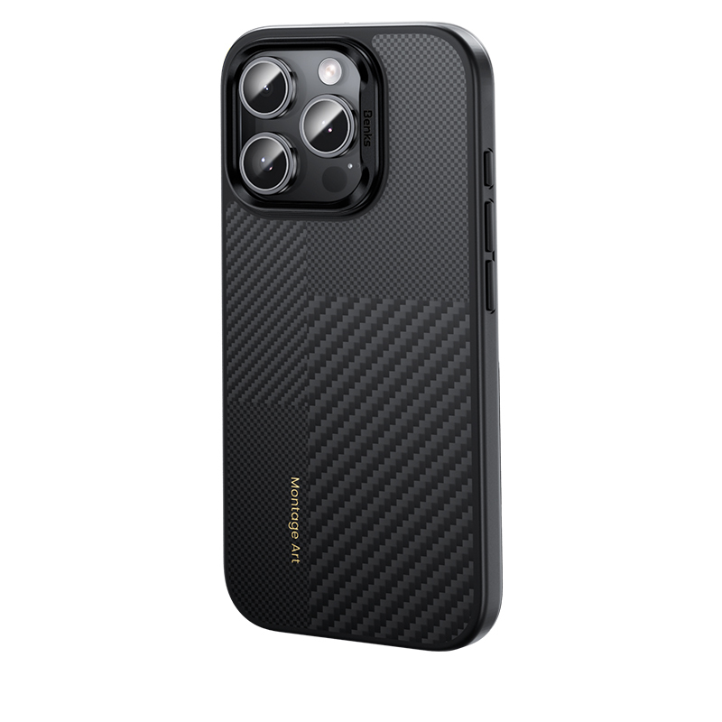 Benks Montage Magnetic Armor Pro Kevlar Case Metal Frame 600D+1500D (MA61) for Iphone 15 Pro black