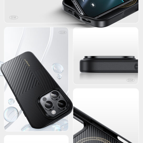 Benks Montage Magnetic Armor Pro Kevlar Case Metal Frame 600D+1500D (MF66) for Iphone 16 Pro Max black (Camera Control Button)