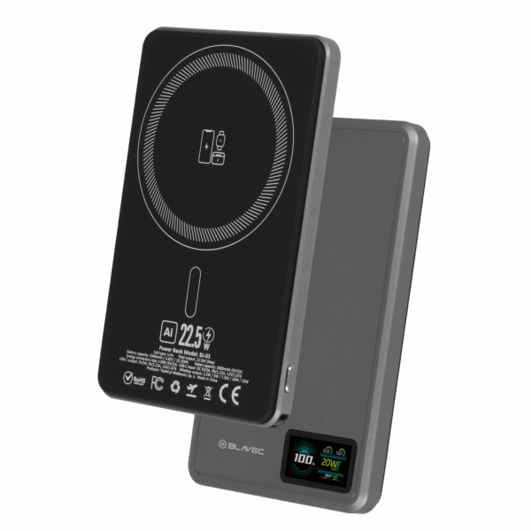 Blavec Power Bank 5000mAh BJ-03 Ultra Slim 7,8mm - Type C - 22,5W magnetic Magsafe 3 in 1 (PBBJ03-MC5G) grey