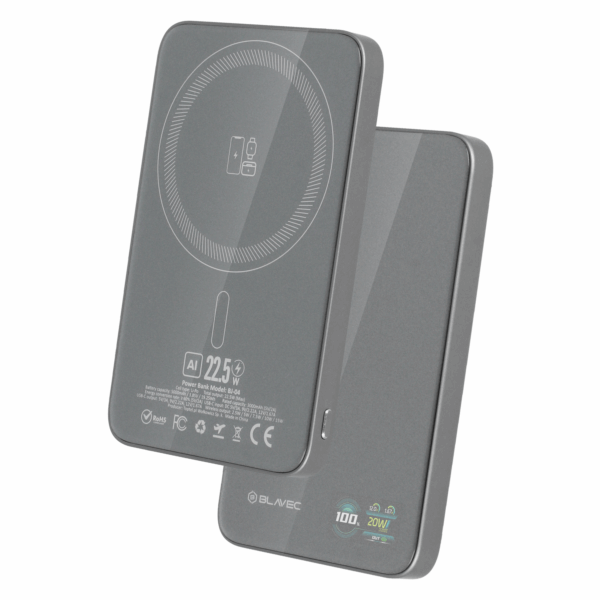 Blavec Power Bank 5000mAh BJ-04 Ultra Slim 7,8mm - Type C - 22,5W magnetic Magsafe 3 in 1 (PBBJ04-MC5G) grey