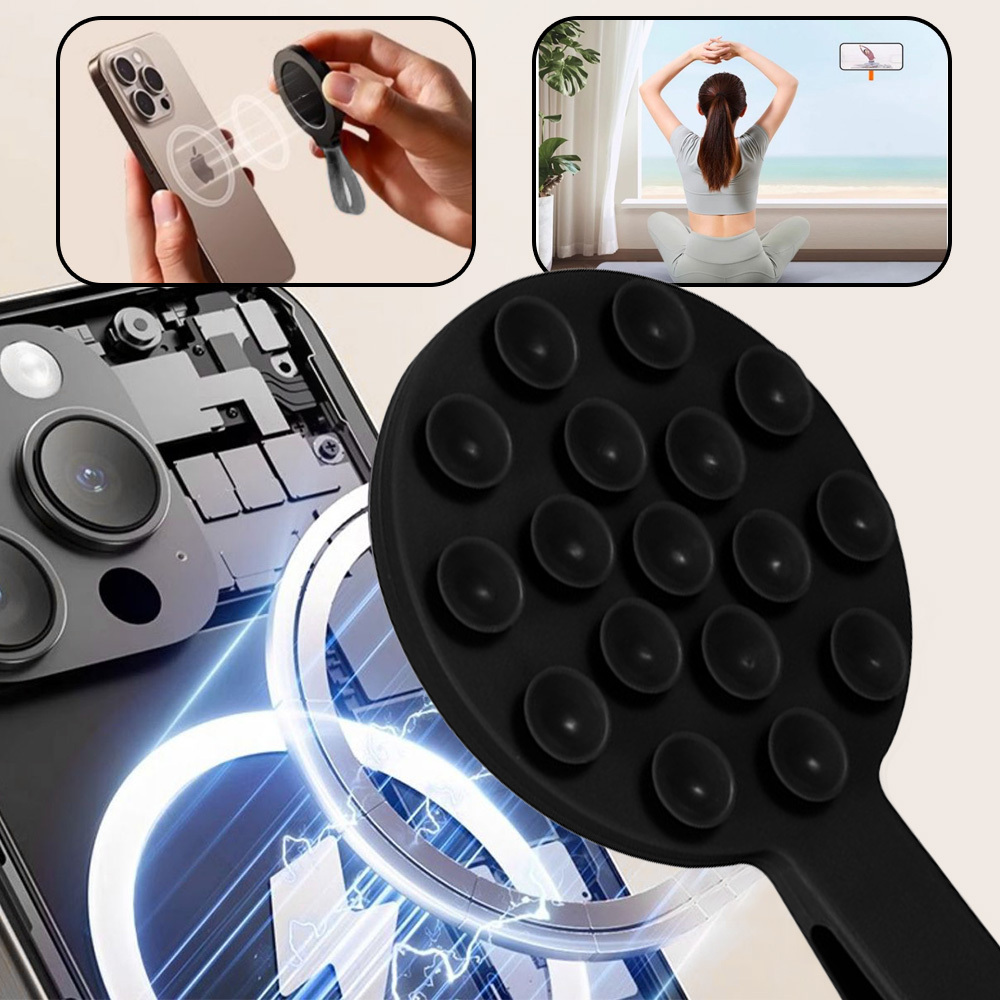 Silicone suction phone holder magnetic with ring MSH9 black