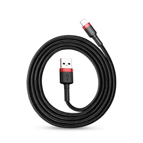 Baseus Cable Cafule - USB to Lightning - 2,4A 1 meter (CALKLF-B19) black and red
