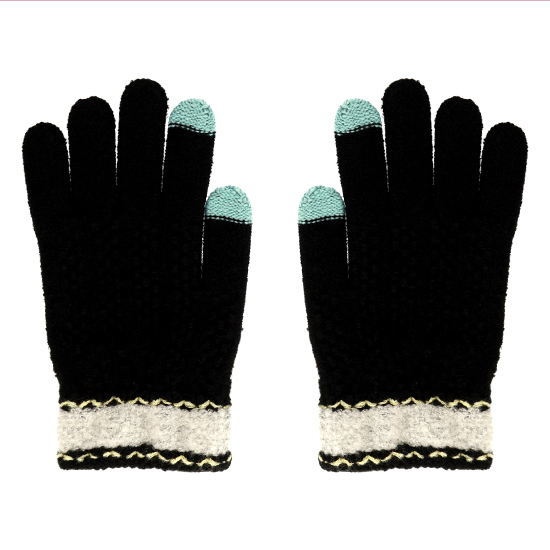 foto_add-43872 Gloves for touch screens BLACK WITH FLOWER