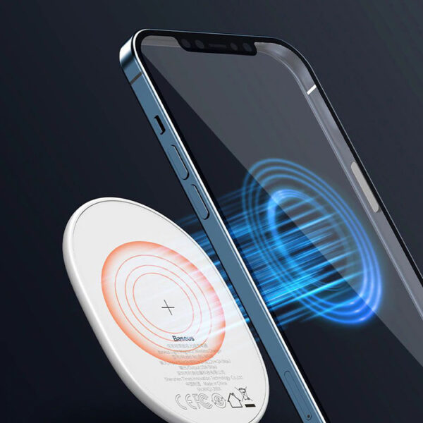 Baseus Induction Charger LIGHT Magnetic Iphone 12 with Type C cable (WXQJ-02) White