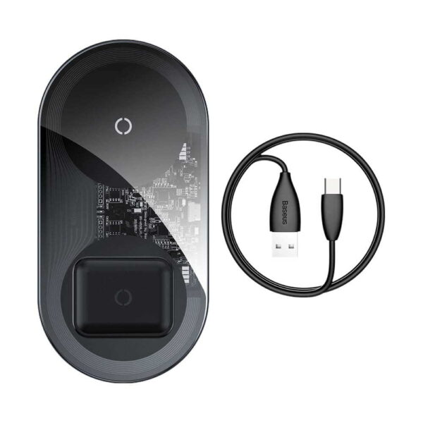 Baseus Induction Charger SIMPLE PRO 2in1 for phone + AirPods Type C (WXJK-CA02) Transparent