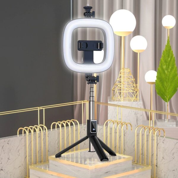 Selfie Stick - with detachable bluetooth remote control, tripod and ring lamp - P40D-1 Black