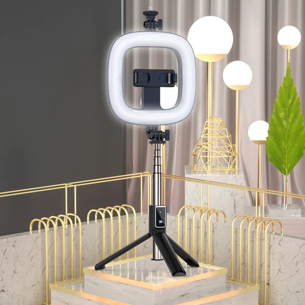 Selfie Stick - with detachable bluetooth remote control, tripod and ring lamp - P40D-2 Black