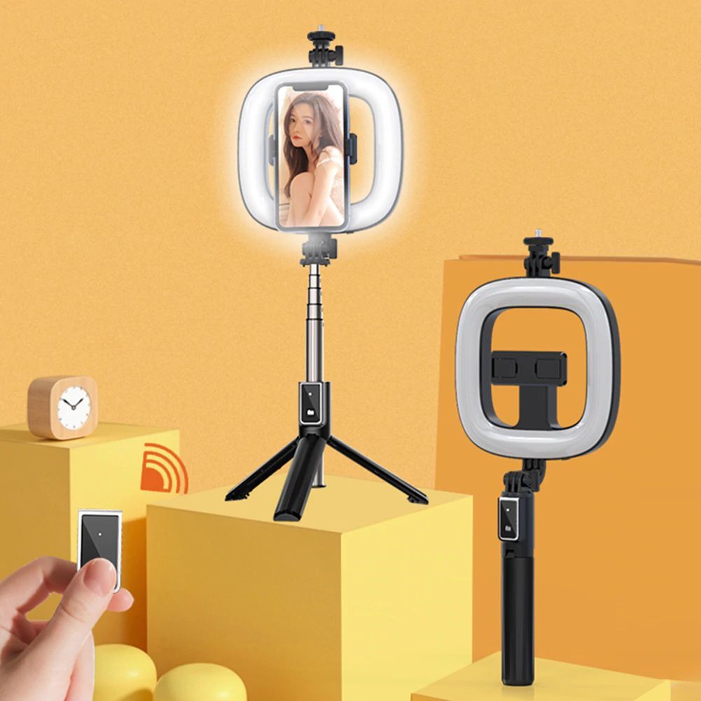 Selfie Stick - with detachable bluetooth remote control, tripod and ring lamp - P40D-2 Black