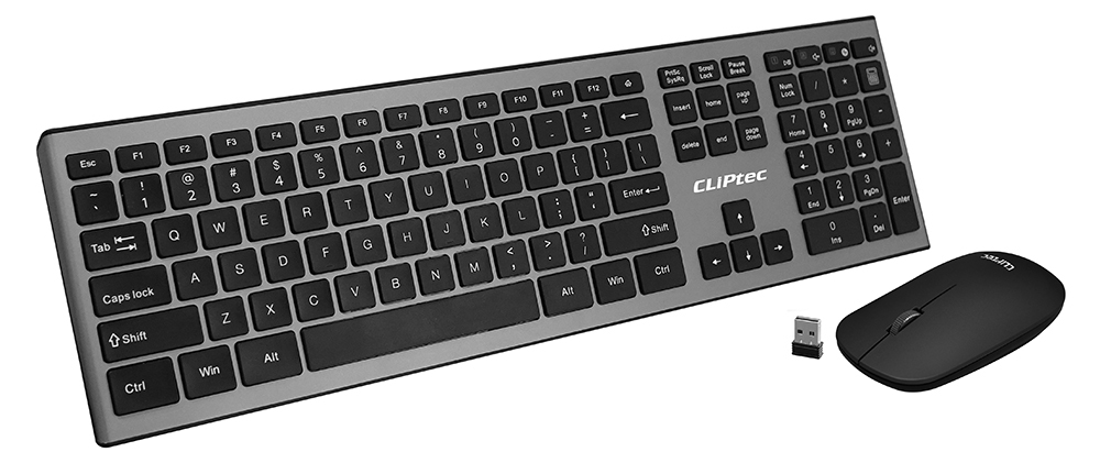 Cliptec Set of multimedia keyboard + optical mouse 1200DPI Slimline Air RZK350 wireless black