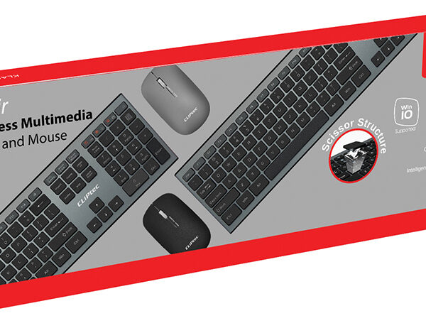 Cliptec Set of multimedia keyboard + optical mouse 1200DPI Slimline Air RZK350 wireless grey