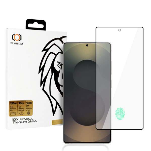 Tempered glass Tel Protect 10X Privacy Titanium for Samsung Galaxy S25 Ultra (with fingerprint unlock)