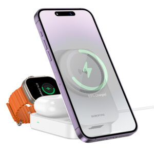 Borofone Wireless induction charger BQ38 Sharp 3 in 1 15W white