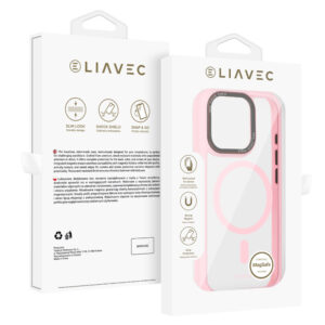 Liavec Hybrid Magsafe Clear Case for Iphone 15 Pro jasnoróżowy