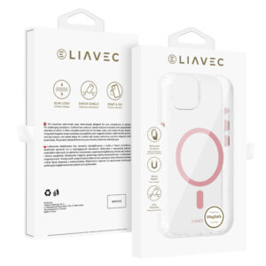 Liavec Glossy Magsafe Clear Case do Iphone 13/14 różowy