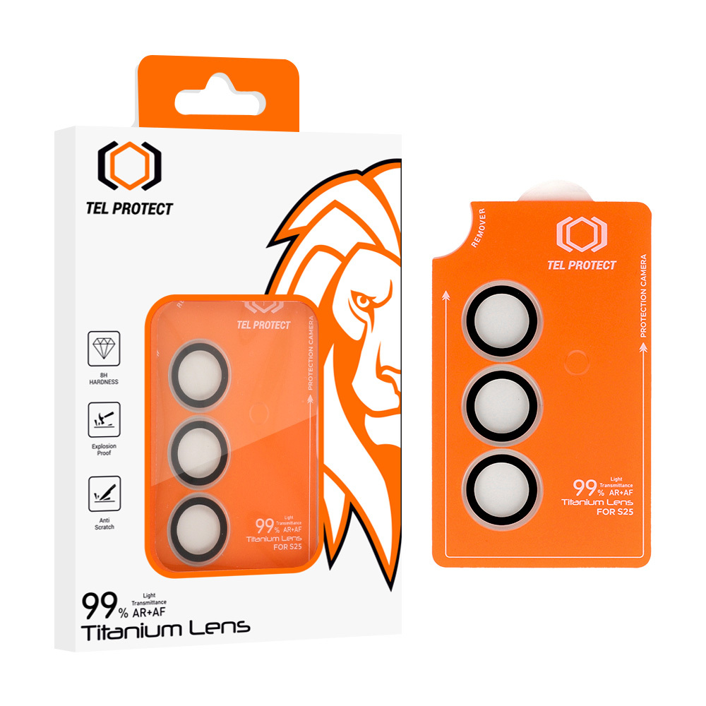 Tempered glass Tel Protect Titanium Lens 99% AR on camera for Samsung Galaxy S25 Plus transparent (lens 3 pcs)