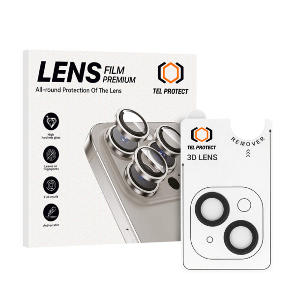 Tempered glass Tel Protect 3D Lens on camera for Iphone 14/14 Plus/16e black (lens 2 pieces)