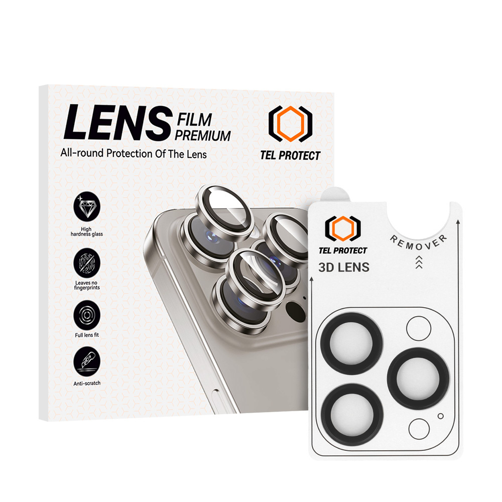Tempered glass Tel Protect 3D Lens on camera for Iphone 14 Pro/14 Pro Max black (lens 3 pieces)