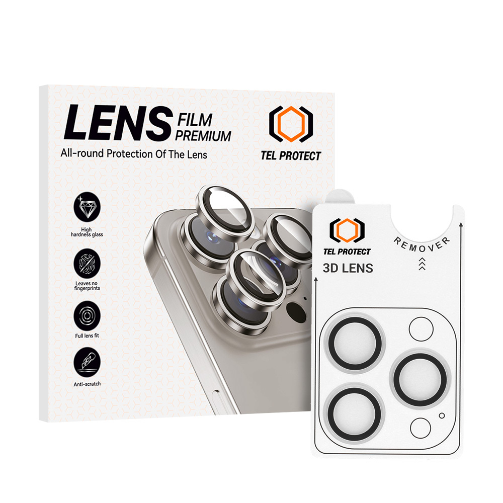 Tempered glass Tel Protect 3D Lens on camera for Iphone 15 Pro/15 Pro Max transparent (lens 3 pieces)