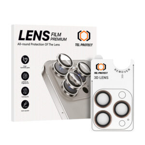 Tempered glass Tel Protect 3D Lens on camera for Iphone 16 Pro/16 Pro Max titanium (lens 3 pieces)
