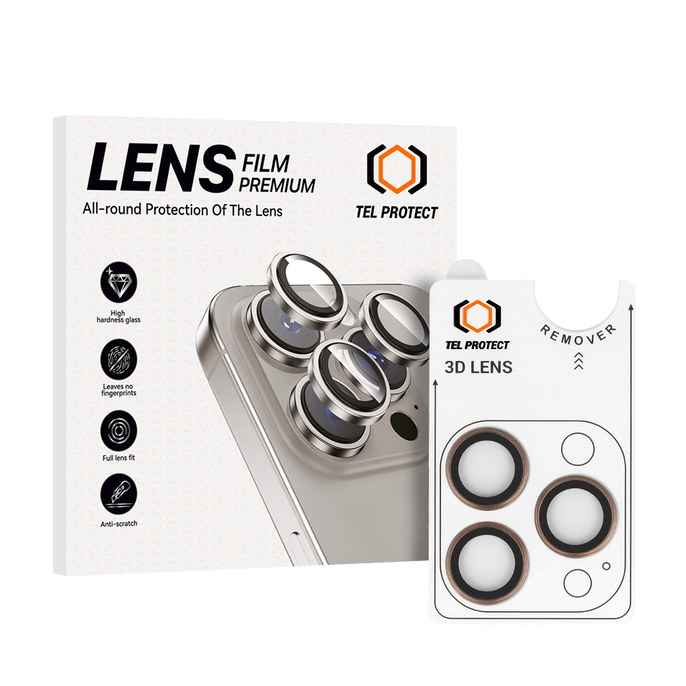 Tempered glass Tel Protect 3D Lens on camera for Iphone 16 Pro/16 Pro Max titanium (lens 3 pieces)