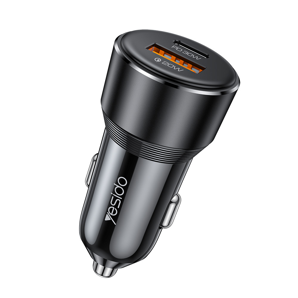 Yesido Car charger Y64 - USB + Type C - 20W + PD 30W black