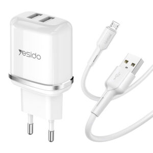 Yesido Wall charger YC26 EU - 2xUSB - 2,4A with USB to Micro USB cable white