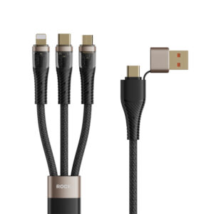 Rock Cable G20 Transparency Series braided 5in1 - USB, Type C to Type C, Lightning, Micro USB - PD 100W 5A 1,5 metres black