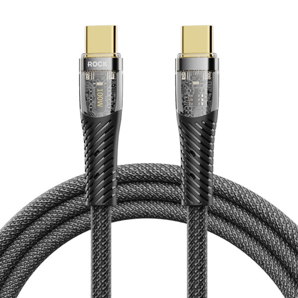 Rock Cable Z21 Transparency Series braided - Type C to Type C - PD 100W 6A 1,2 metres black