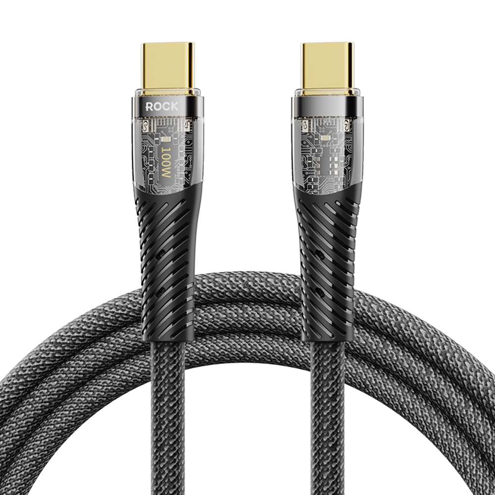 Rock Cable Z21 Transparency Series braided - Type C to Type C - PD 100W 6A 1,2 metres black