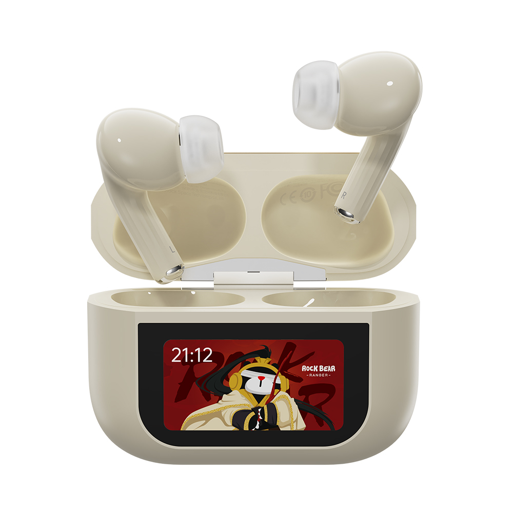 Rock Bluetooth earphones TWS A5 Pro with LCD display white