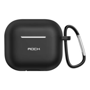 Rock Silicone case for Airpods 3 with snap hook black