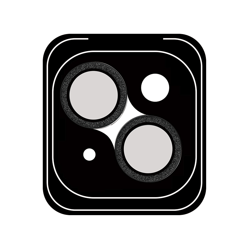 Rock Tempered glass Shiny Series Camera Lens on camera for Iphone 15/15 Plus (lens 2 pieces) black