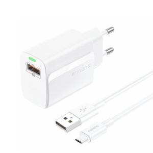 Foneng Wall charger EU64 - USB - 18W with USB to Micro USB cable white
