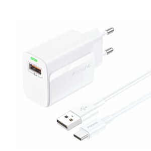 Foneng Wall charger EU64 - USB - 18W with USB to Type C cable white