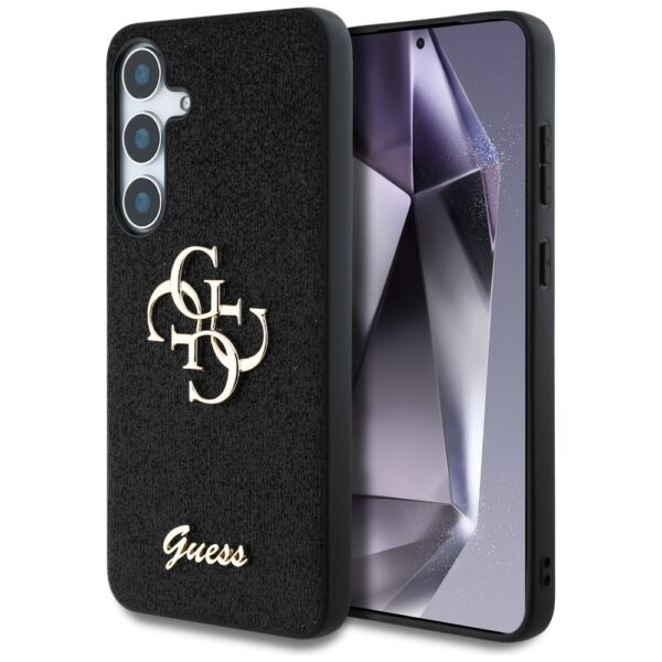 Original Case GUESS Fixed Glitter Big 4G Metal Logo for Samsung Galaxy S25 black