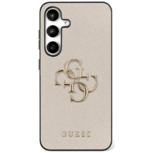 Original Case GUESS Grained Big 4G Logo Small Classic Logo do Samsung Galaxy S25 beige