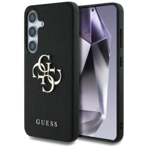 Original Case GUESS Grained Big 4G Logo Small Classic Logo do Samsung Galaxy S25 black