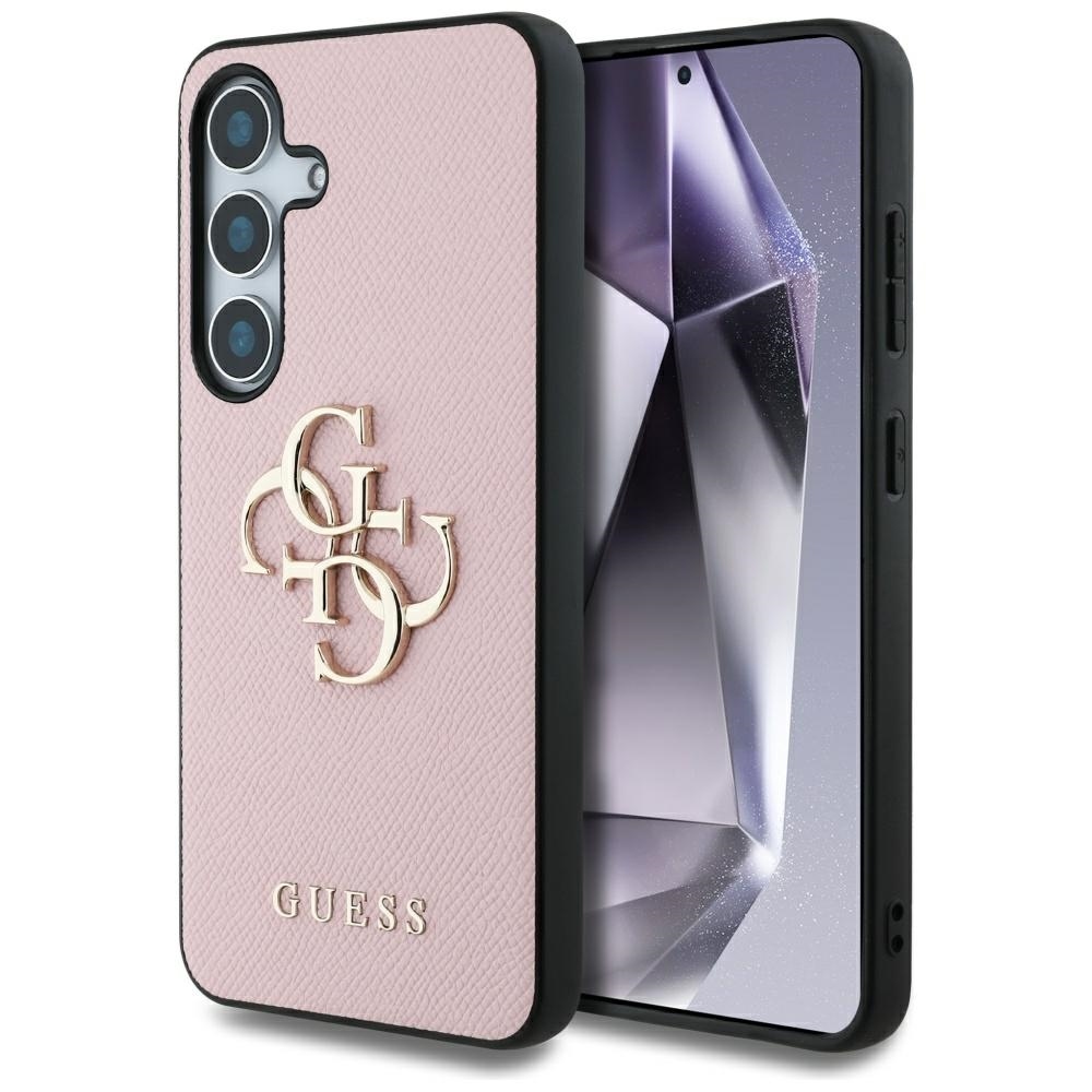 Original Case GUESS Grained Big 4G Logo Small Classic Logo do Samsung Galaxy S25 pink