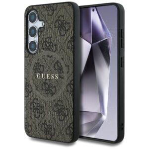 Original Case GUESS Leather 4G Colored Ring Classic Logo Magsafe for Samsung Galaxy S25 brown