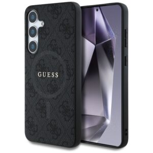Original Case GUESS Leather 4G Colored Ring Classic Logo Magsafe for Samsung Galaxy S25 black