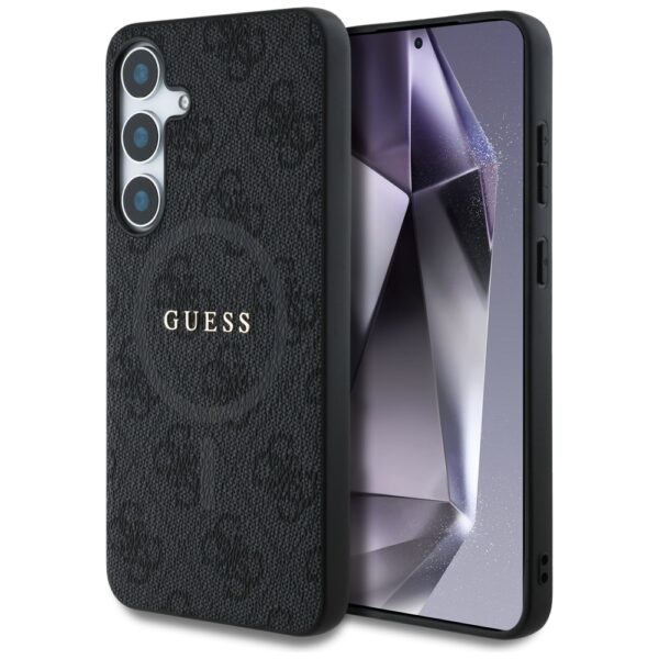 Original Case GUESS Leather 4G Colored Ring Classic Logo Magsafe for Samsung Galaxy S25 black