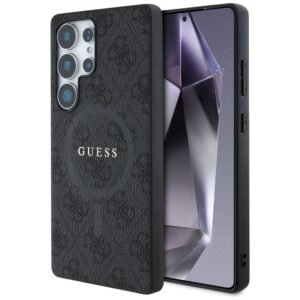 Original Case GUESS Leather 4G Colored Ring Classic Logo Magsafe for Samsung Galaxy S25 Ultra black