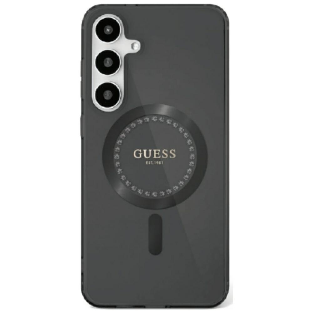 Original Case GUESS Rhinestone Printed Classic Logo Magsafe for Samsung Galaxy S25 black