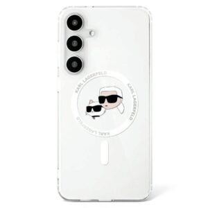 Original Pouch KARL LAGERFELD Button Karl&Choupette Heads Printed Logo Magsafe for Samsung Galaxy S25 white