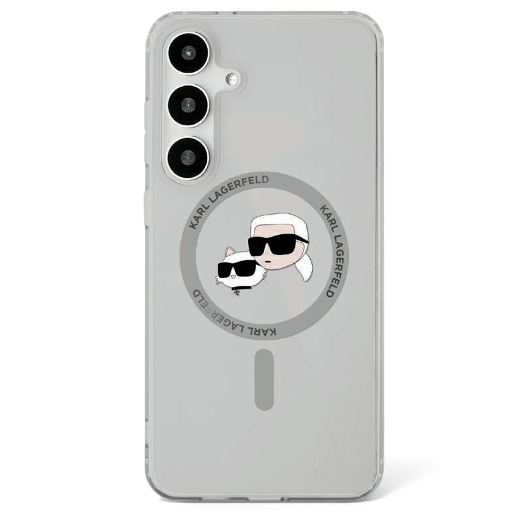 Original Pouch KARL LAGERFELD Button Karl&Choupette Heads Printed Logo Magsafe for Samsung Galaxy S25 black