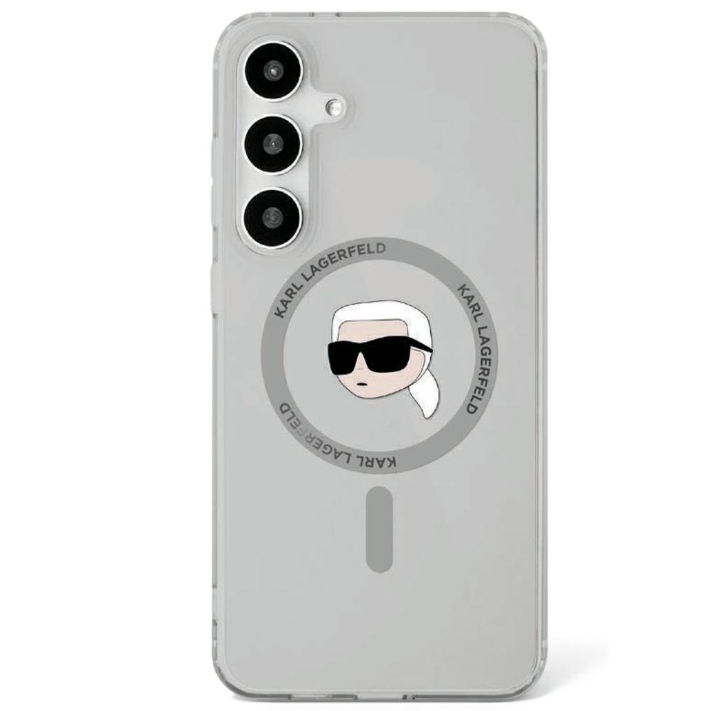 Original Pouch KARL LAGERFELD Button Karl Head Printed Logo Magsafe for Samsung Galaxy S25 black